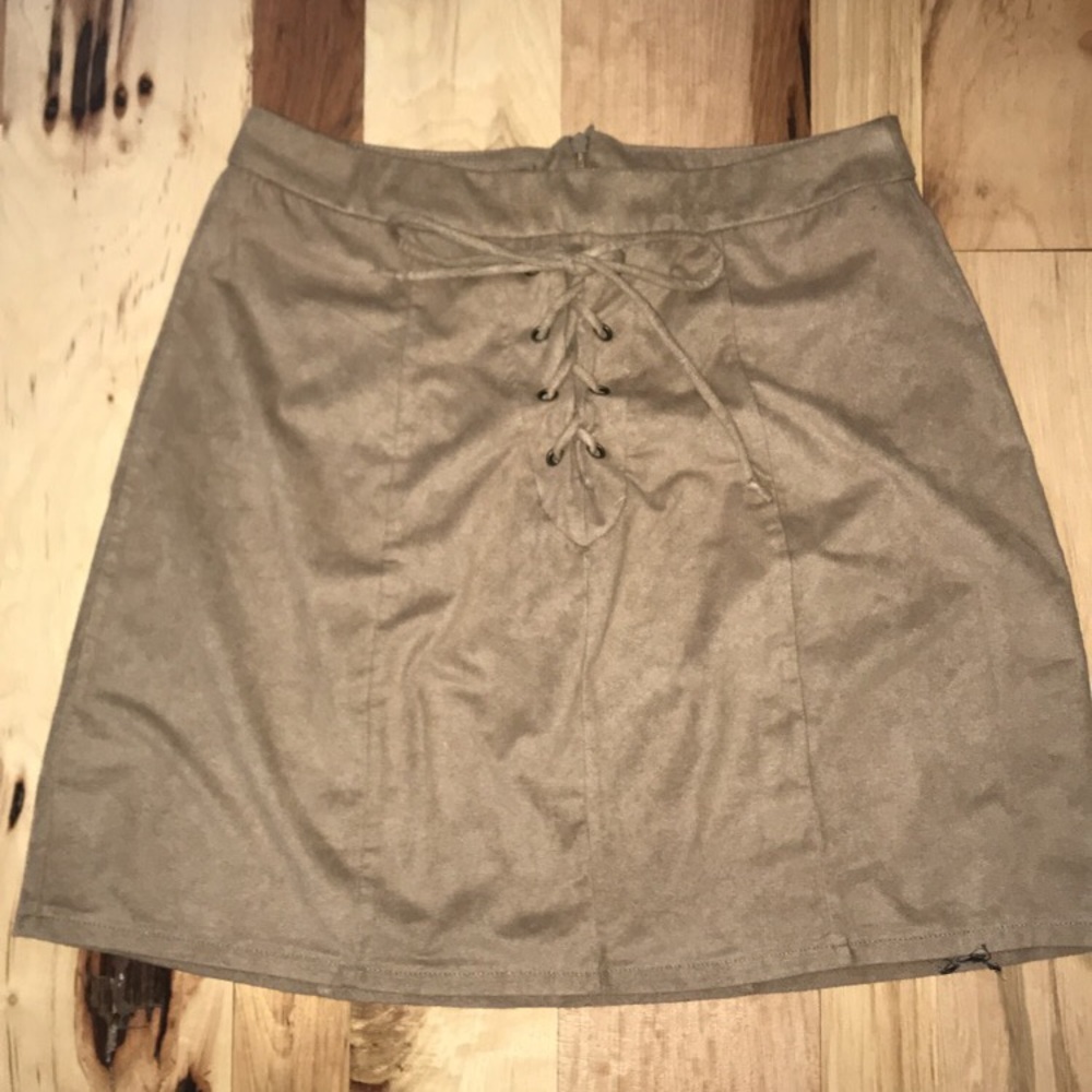Suede lace up skirt